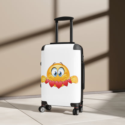 Suitcase with Heart Emoji Design — Cute Carry-On Luggage for Travelers & Valentine’s Gifts