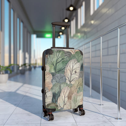 Botanical Leaves Suitcase — Green Vintage Leaf Print Luggage