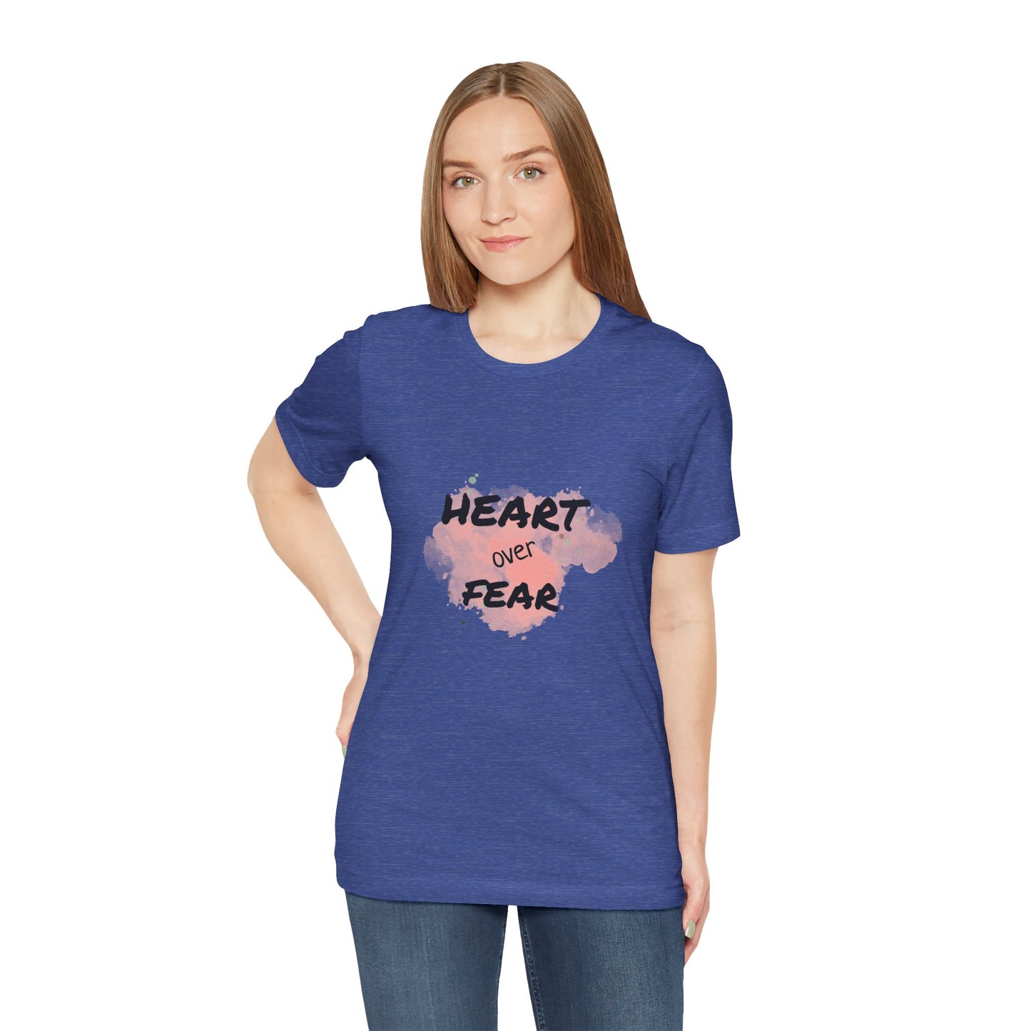 Heart Over Fear T‑Shirt — Inspirational Pink Watercolor Graphic Tee
