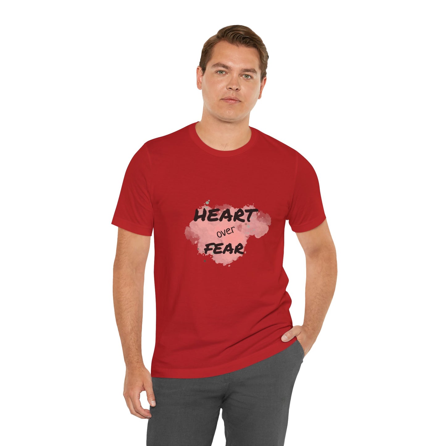Heart Over Fear T‑Shirt — Inspirational Pink Watercolor Graphic Tee