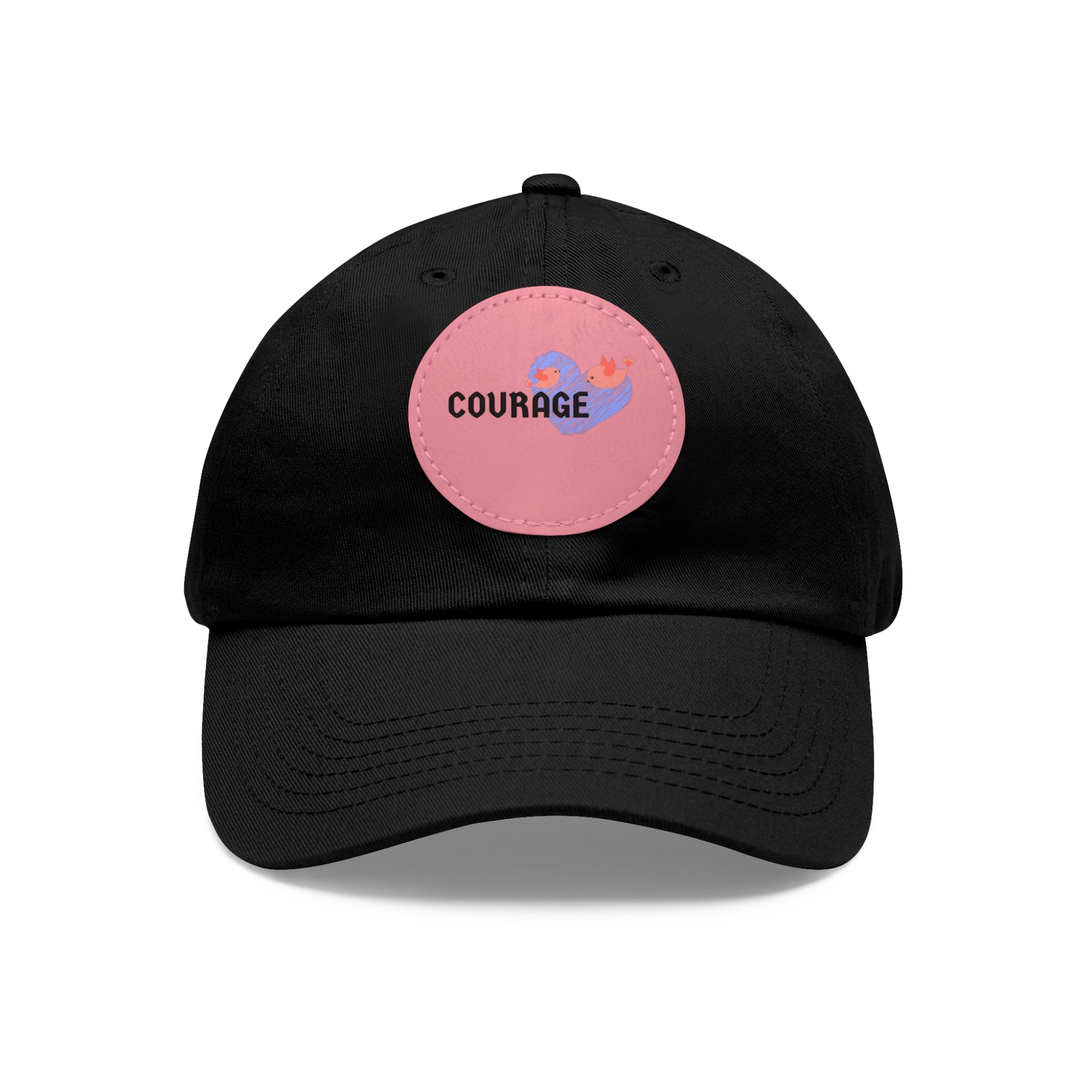 Courage Leather Patch Dad Hat — Inspirational Embroidered Whale Design