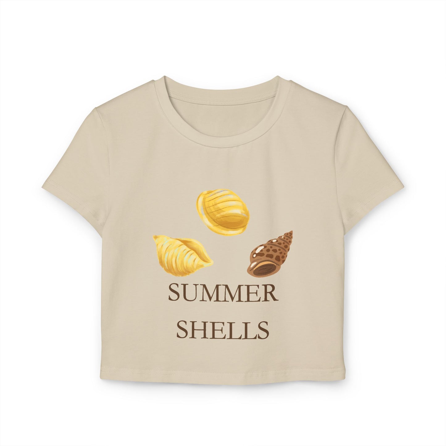 Summer Shells Women's Baby Tee — Beachy Seashell Graphic Crop Top