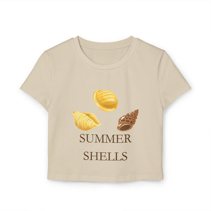 Summer Shells Women's Baby Tee — Beachy Seashell Graphic Crop Top