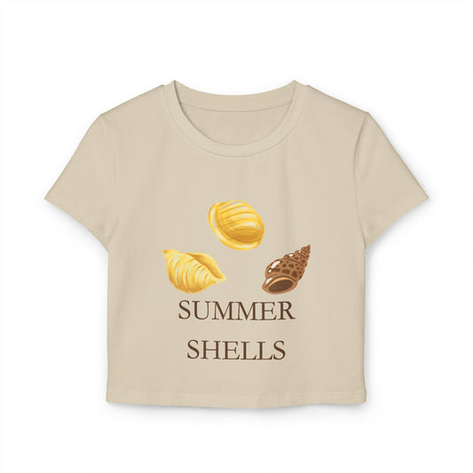 Summer Shells Women's Baby Tee — Beachy Seashell Graphic Crop Top