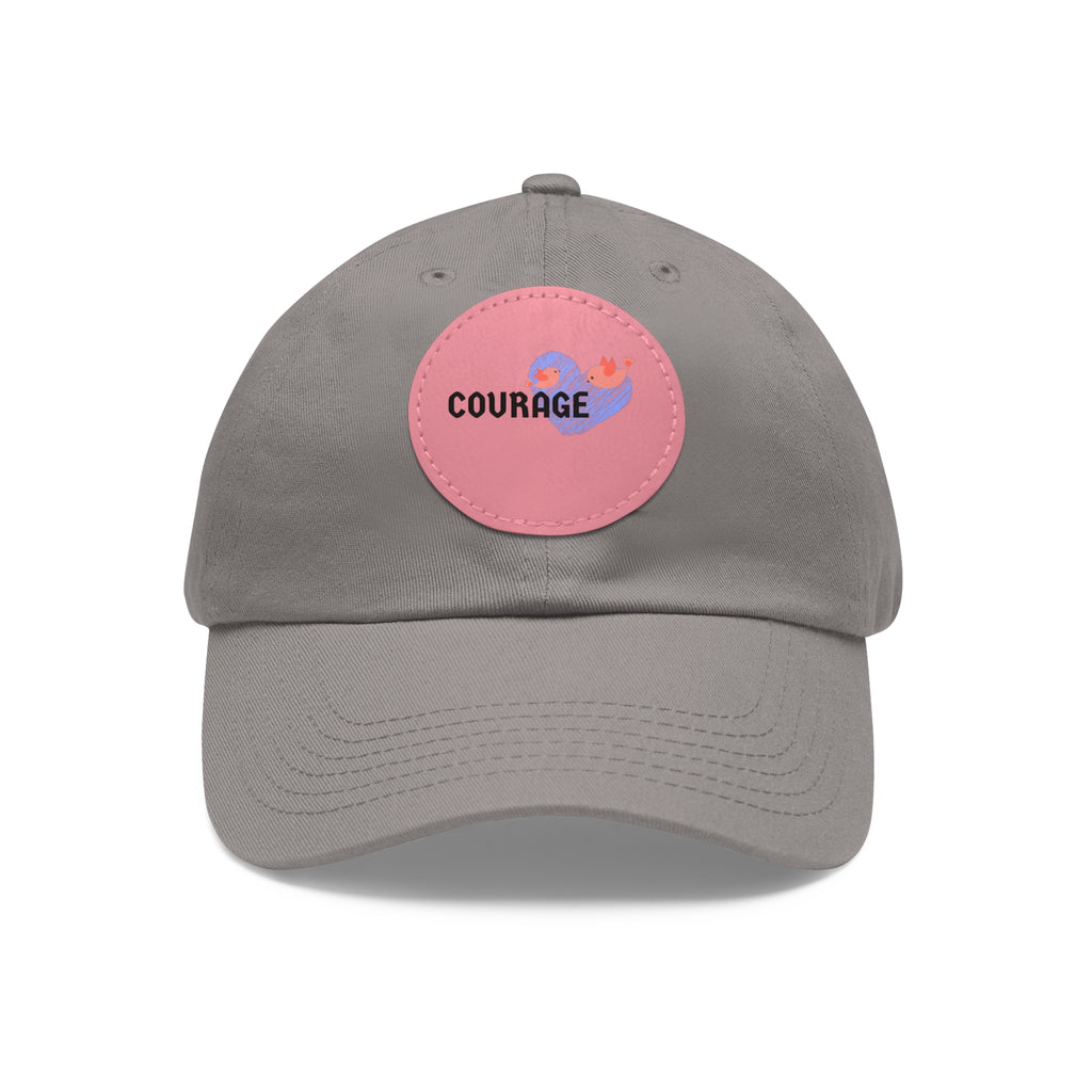 Courage Leather Patch Dad Hat — Inspirational Embroidered Whale Design