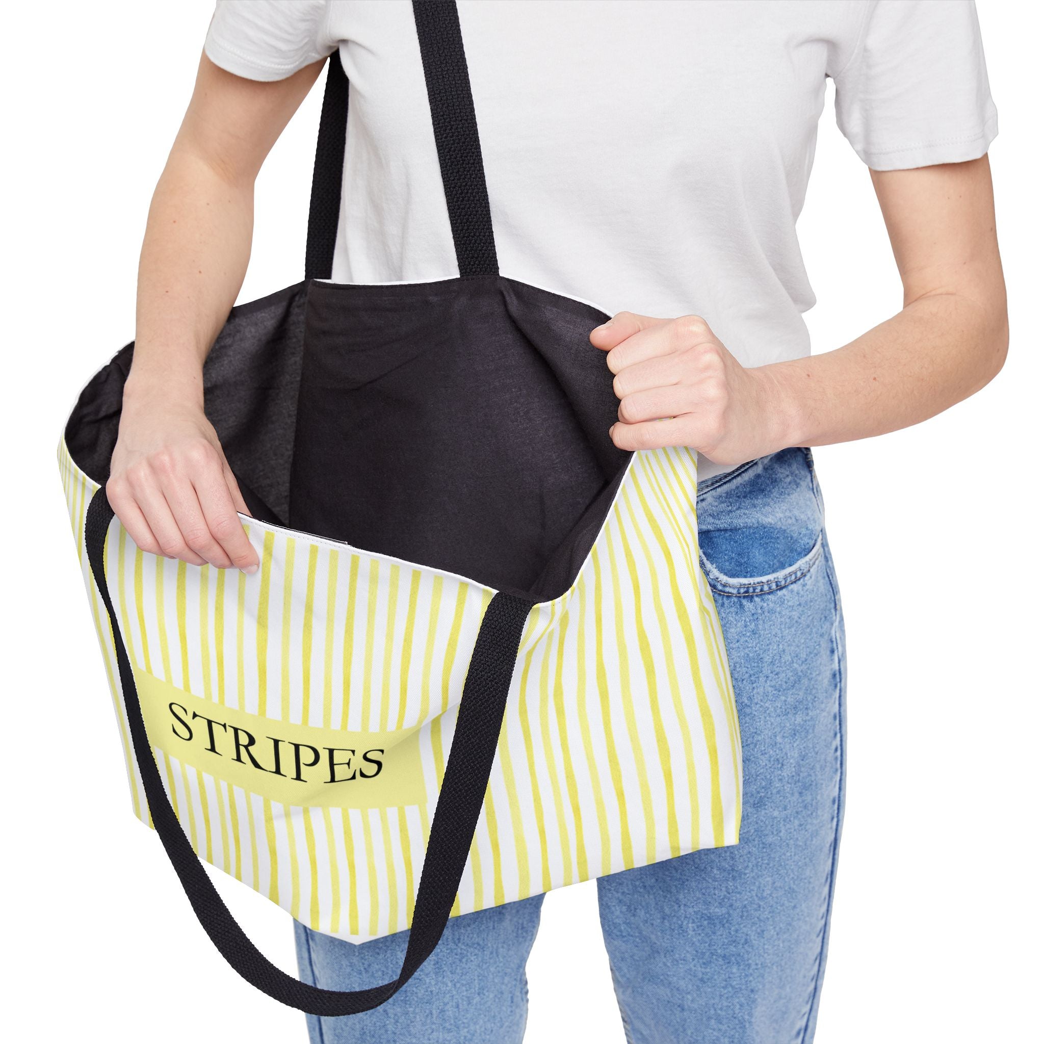 Yellow Striped Weekender Tote Bag — 'STRIPES' Beach & Travel Carryall