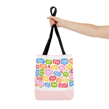 Speech Bubble Pattern Tote Bag — Colorful Cute Chat Word Art Tote
