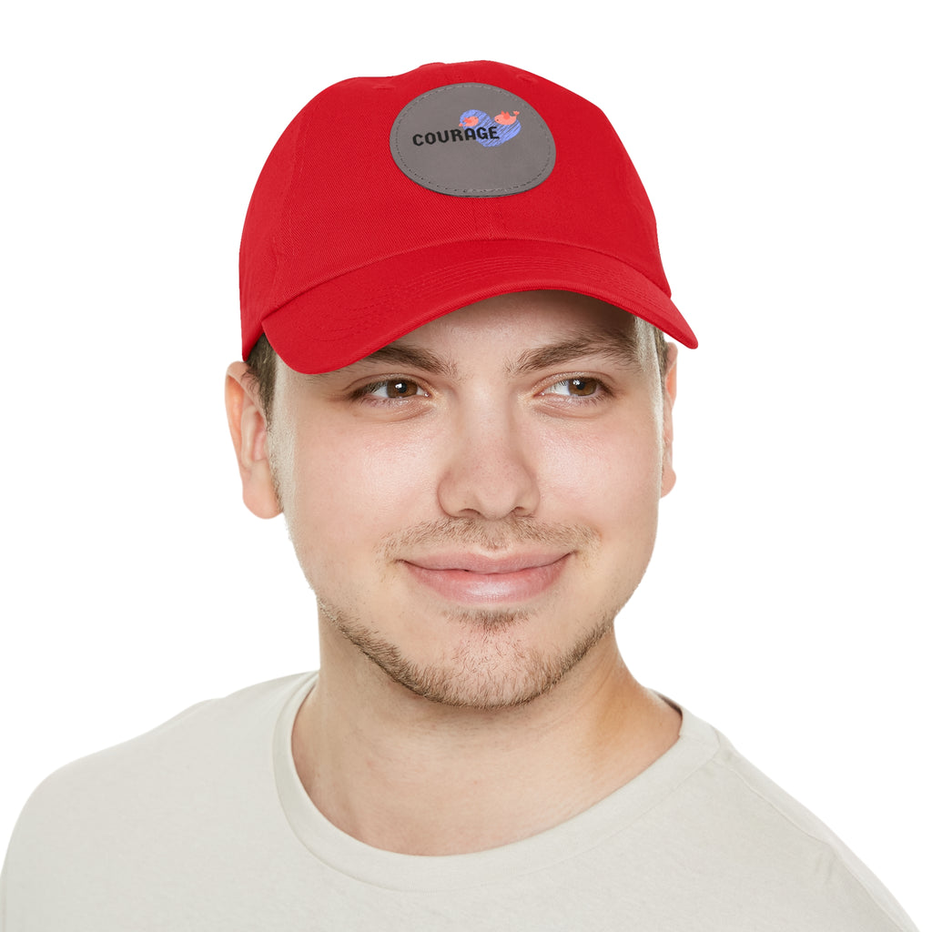 Courage Leather Patch Dad Hat — Inspirational Embroidered Whale Design