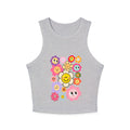 Smiley Flower Crop Tank — Cute Floral Smiley Graphic Racerback Tank