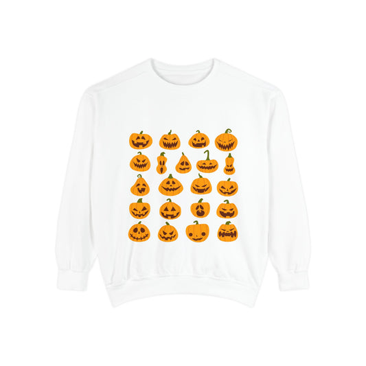 Halloween Pumpkin Sweatshirt — Cute Jack-O'-Lantern & Spooky Zombie Back Print