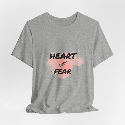 Heart Over Fear T‑Shirt — Inspirational Pink Watercolor Graphic Tee