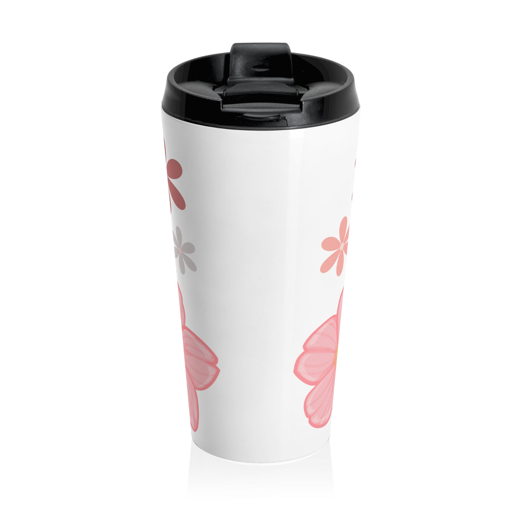 Floral Pink Blossom Stainless Steel Travel Mug — Insulated Floral Travel Tumbler