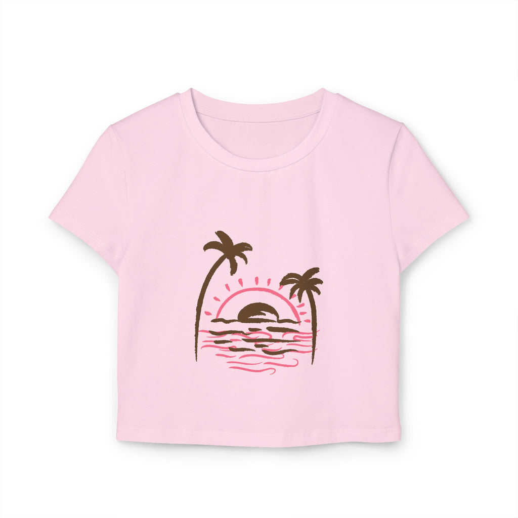 Sunset Palm Crop Tee — Women's Tropical Beach Graphic