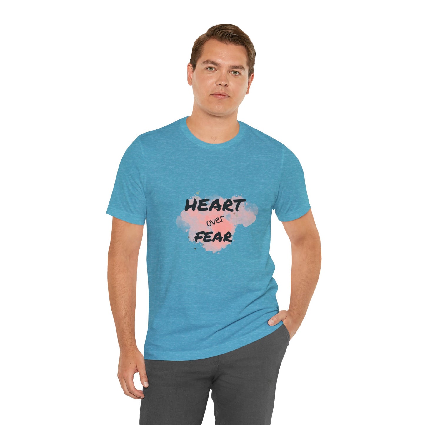 Heart Over Fear T‑Shirt — Inspirational Pink Watercolor Graphic Tee