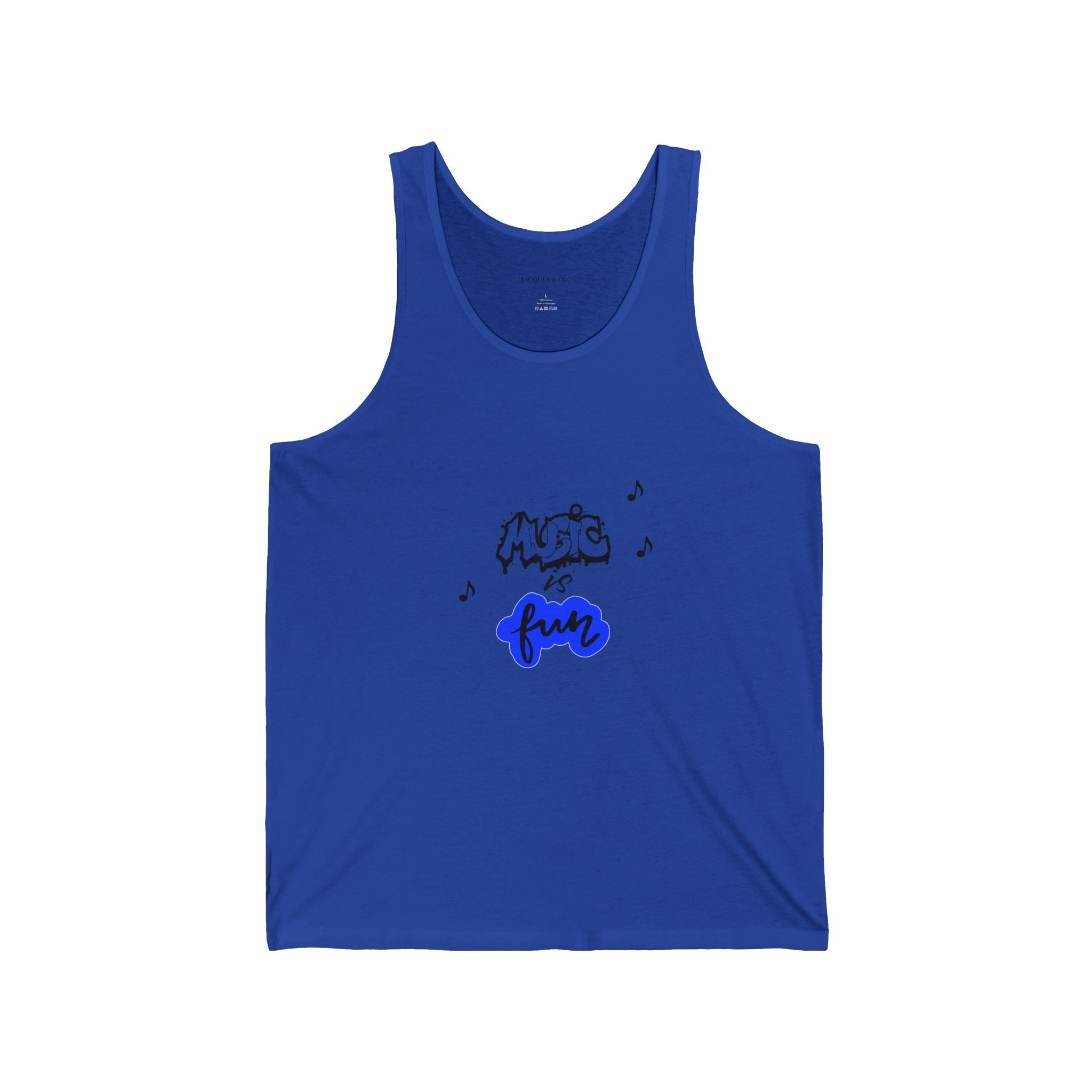Music Is Fun Tank Top — Playful Music Note Graphic Summer Tank