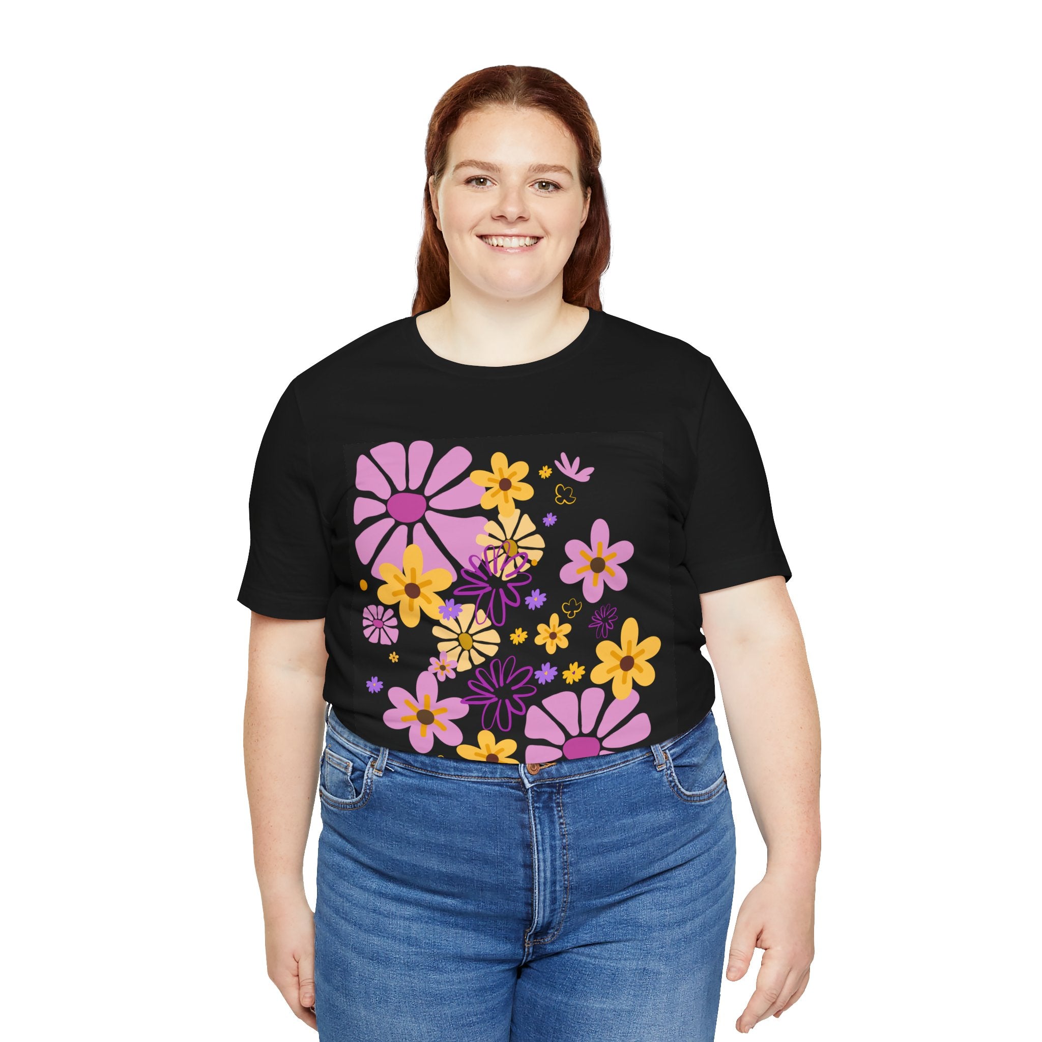 Comfortable T-shirt "Coeur Bloom" Flower Print
