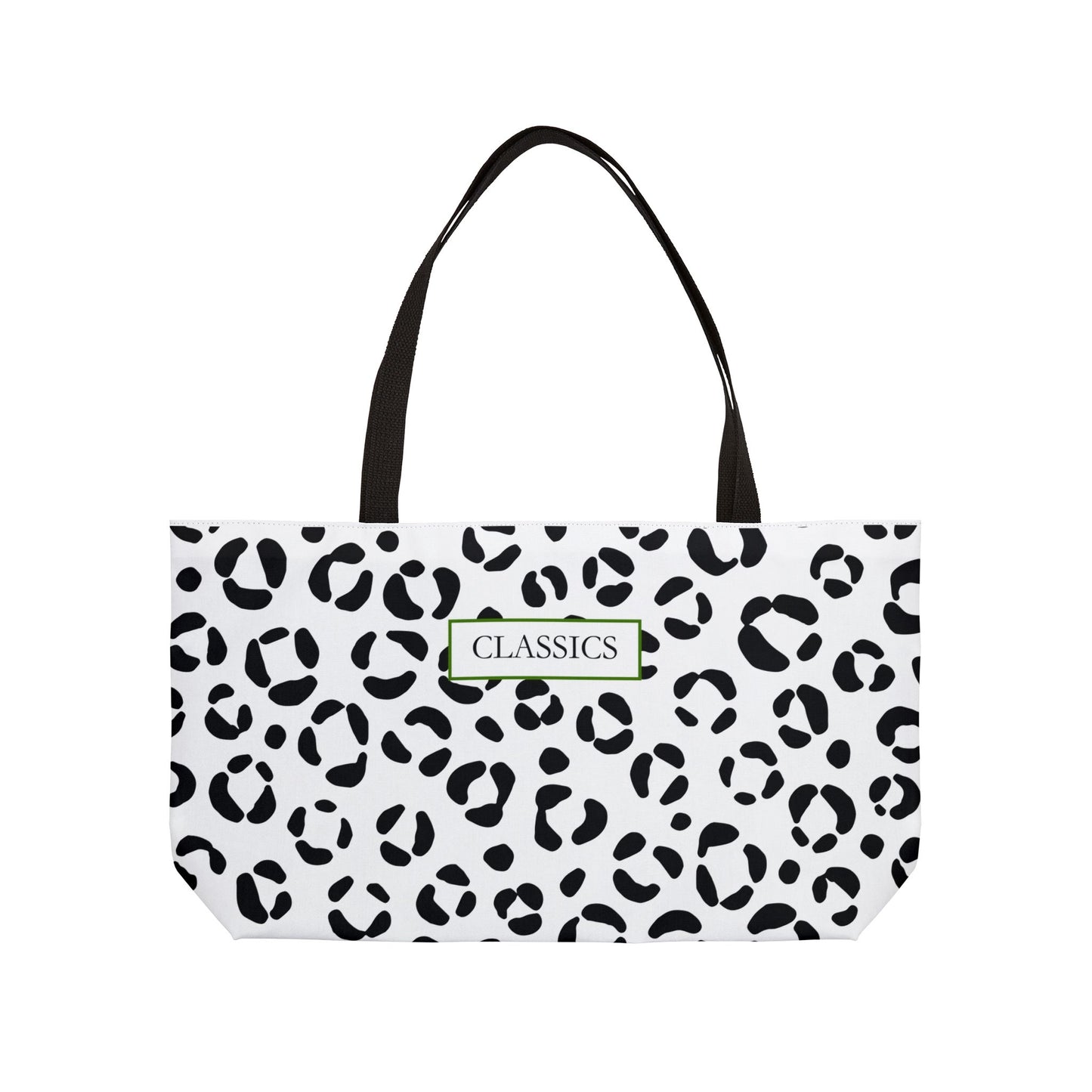 Classic Leopard Weekender Tote Bag — Black & White Animal Print Travel Bag