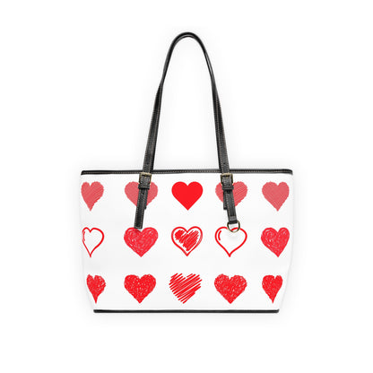Heart Pattern Tote Bag — Valentine’s Day PU Leather Shoulder Bag