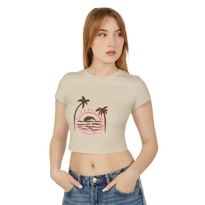 Sunset Palm Crop Tee — Women's Tropical Beach Graphic