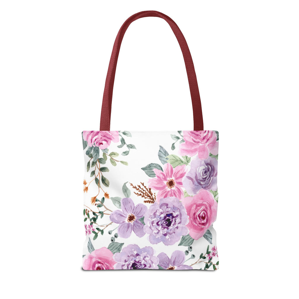 Floral Watercolor Tote Bag — Pink & Lavender Roses All-Over Print