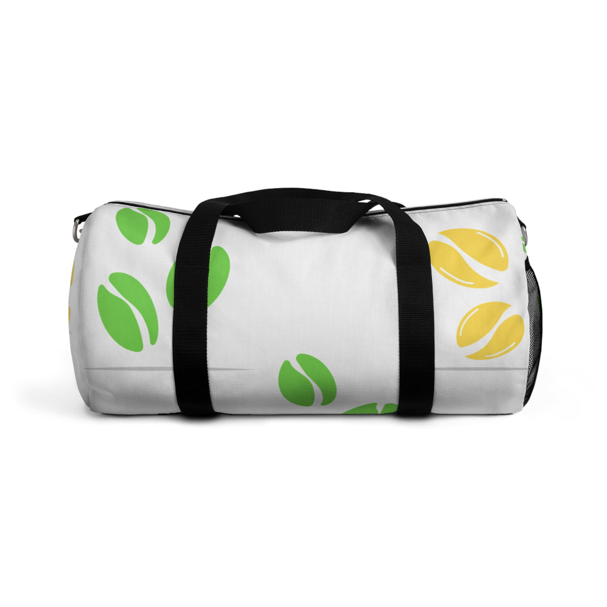 Coffee Bean Pattern Duffel Bag – Green & Yellow Travel Gym Bag