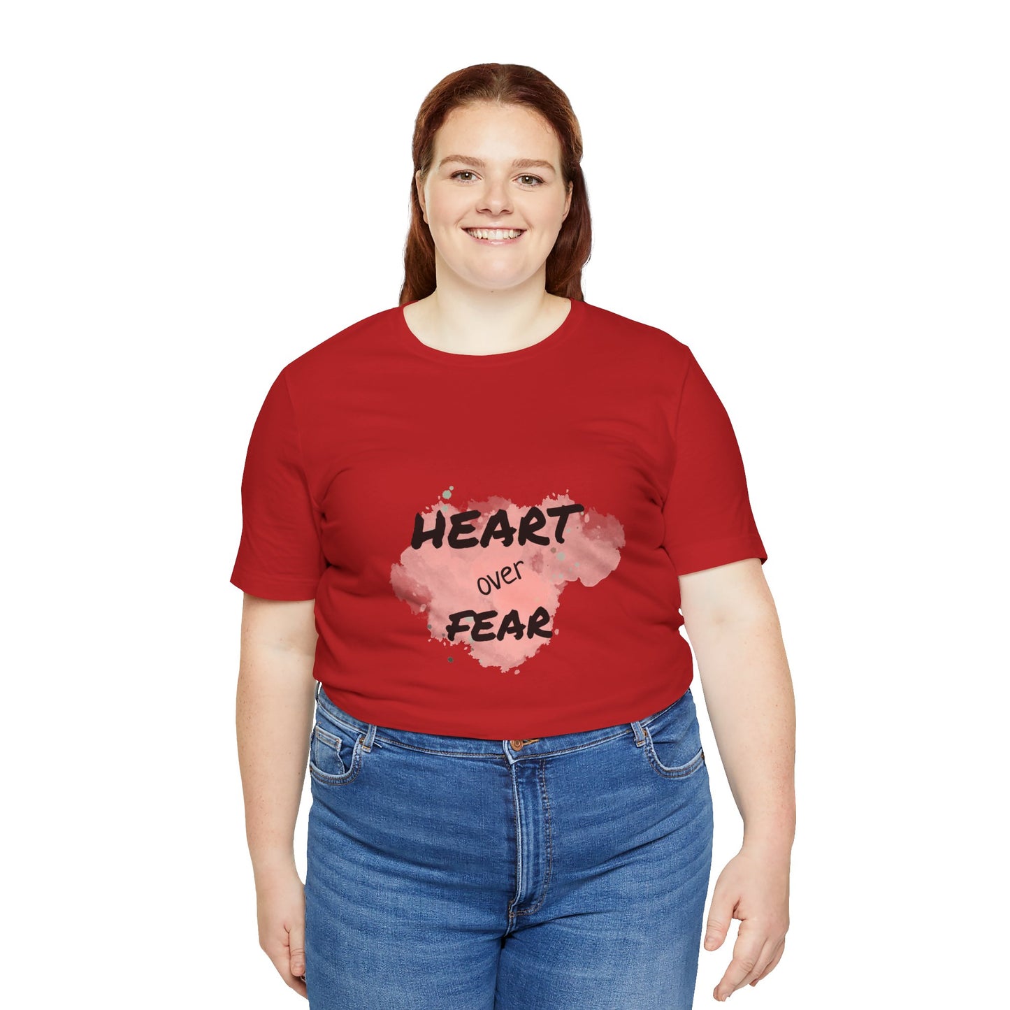 Heart Over Fear T‑Shirt — Inspirational Pink Watercolor Graphic Tee