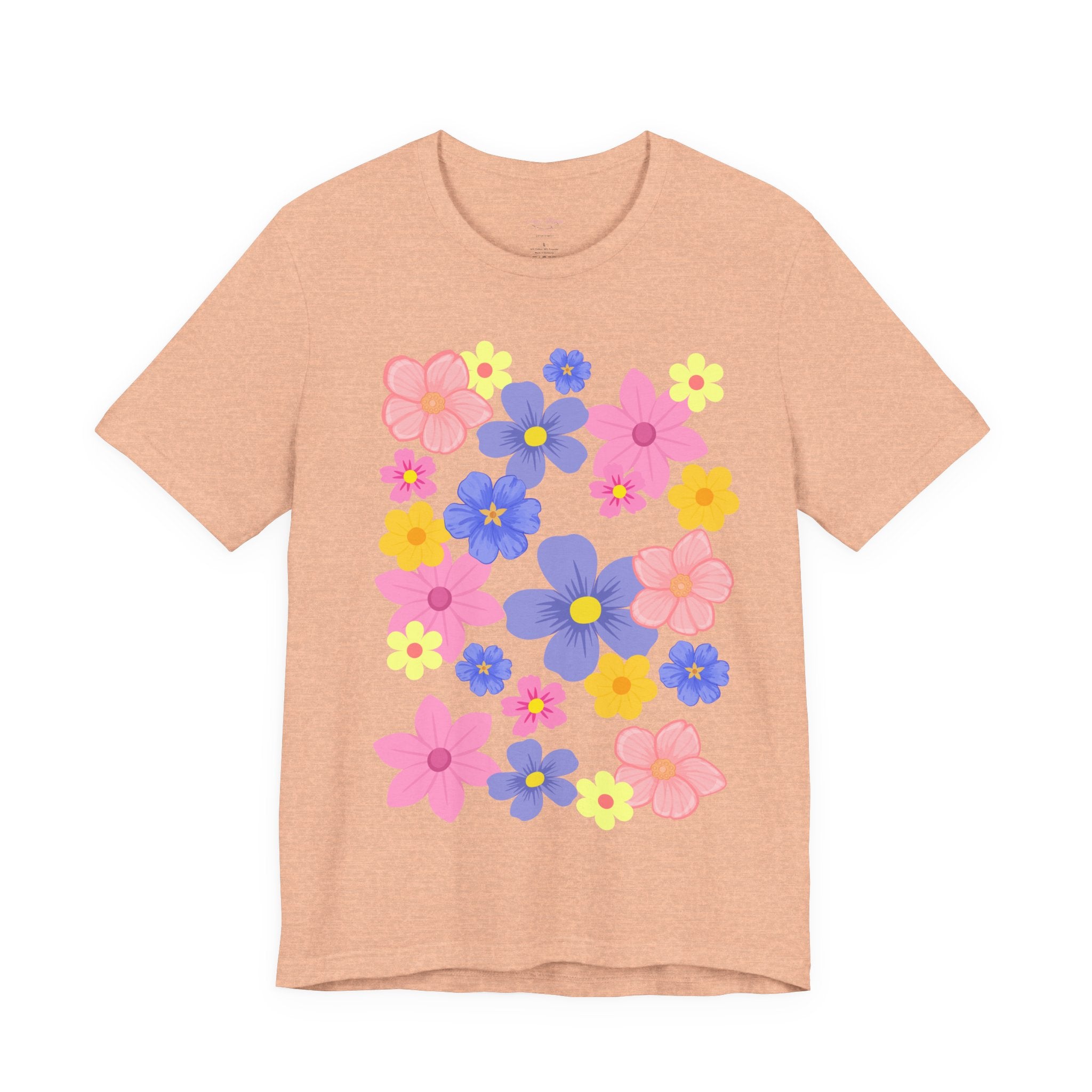 Floral Bouquet Graphic Tee — Pink & Purple Flower Pattern T-Shirt