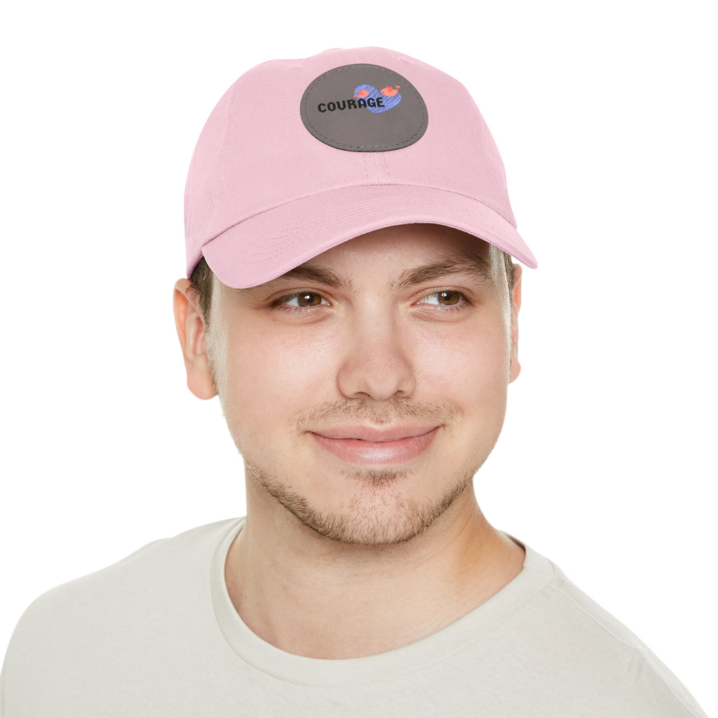 Courage Leather Patch Dad Hat — Inspirational Embroidered Whale Design