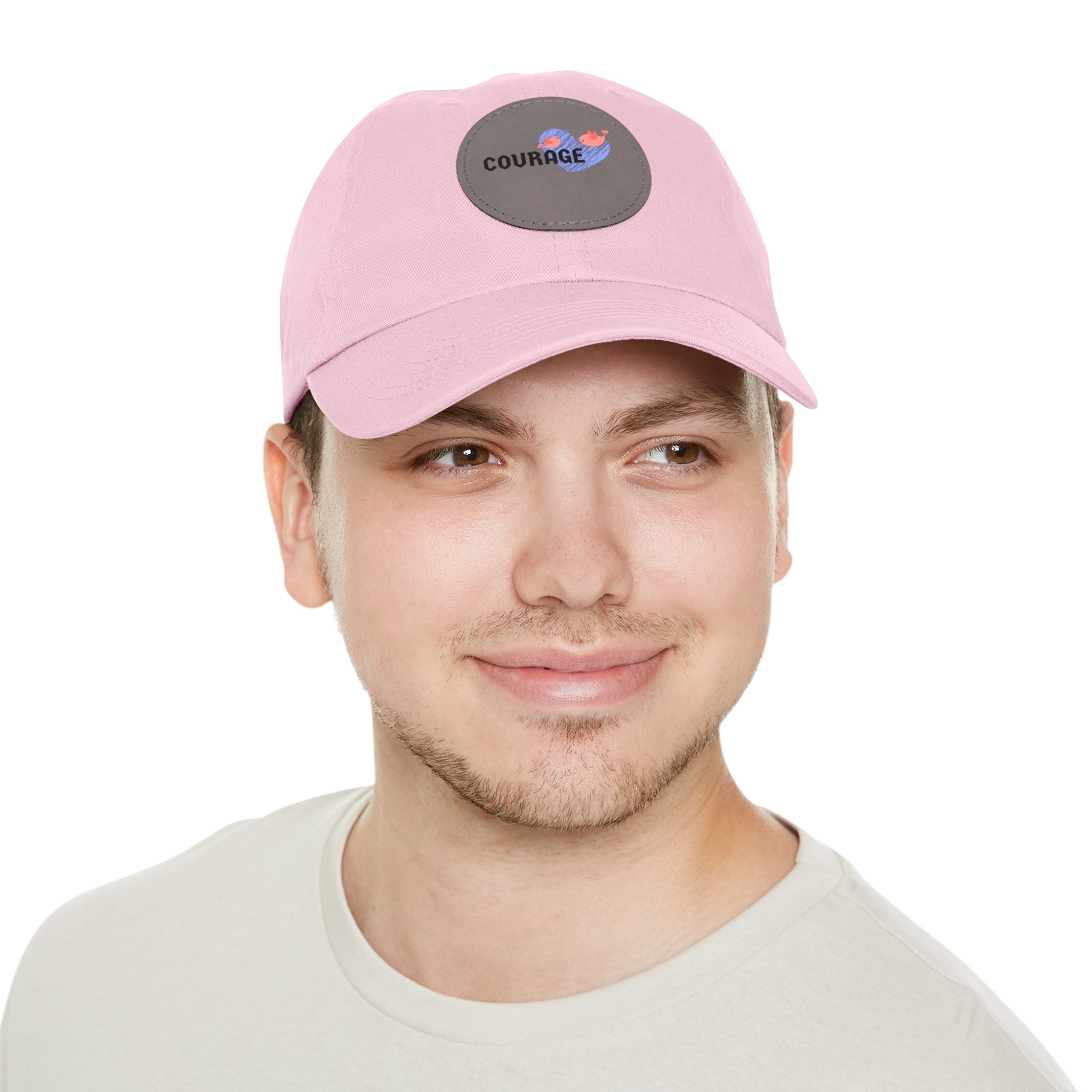 Courage Leather Patch Dad Hat — Inspirational Embroidered Whale Design