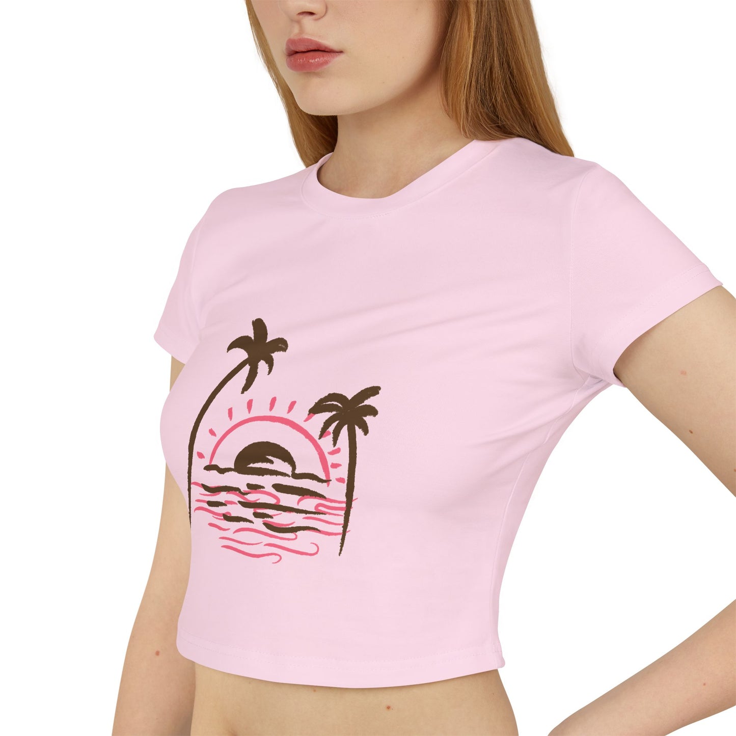 Sunset Palm Crop Tee — Women's Tropical Beach Graphic