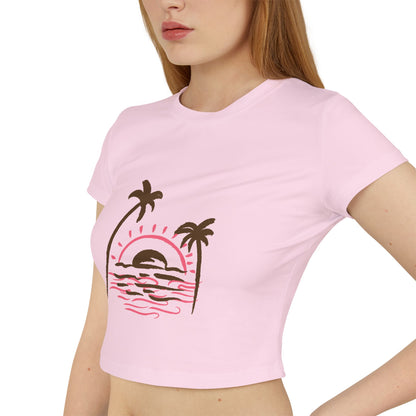 Sunset Palm Crop Tee — Women's Tropical Beach Graphic