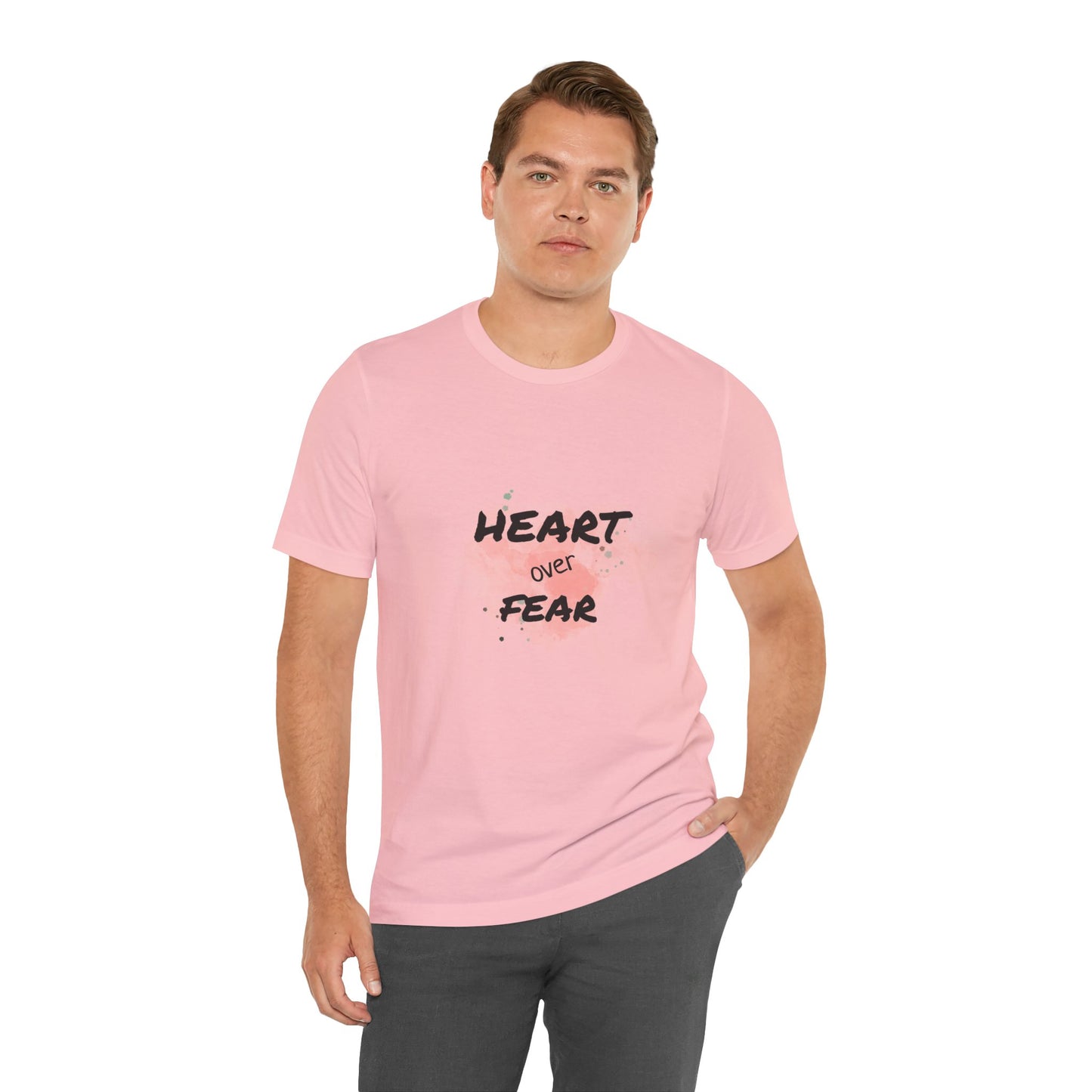 Heart Over Fear T‑Shirt — Inspirational Pink Watercolor Graphic Tee