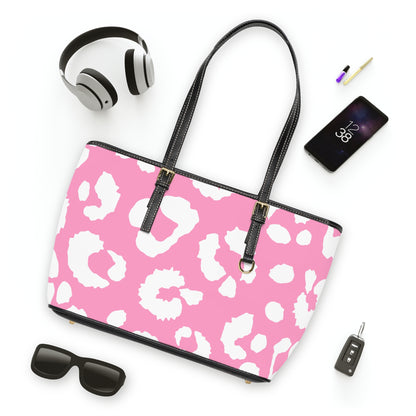 Pink Leopard Print PU Shoulder Bag — Chic Animal Print Tote