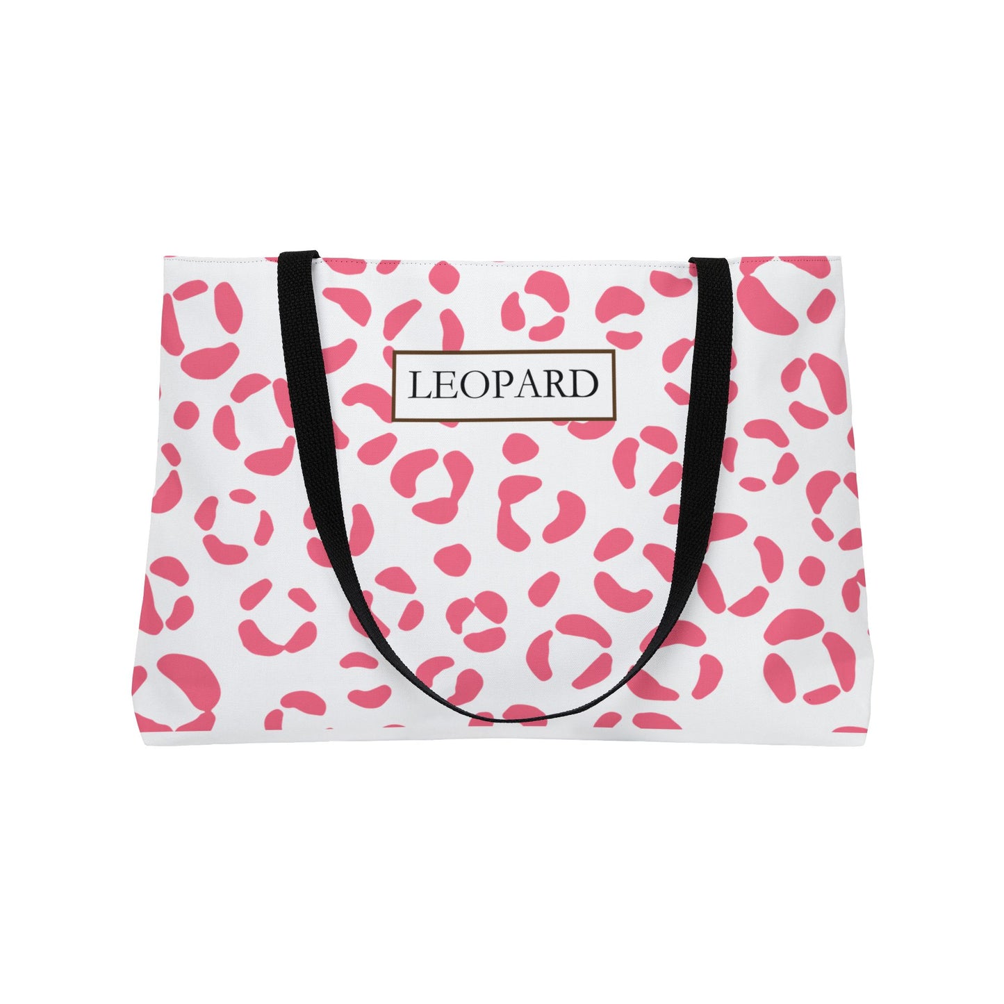 Pink Leopard Print Weekender Tote Bag — "LEOPARD" Pattern Travel Beach Bag