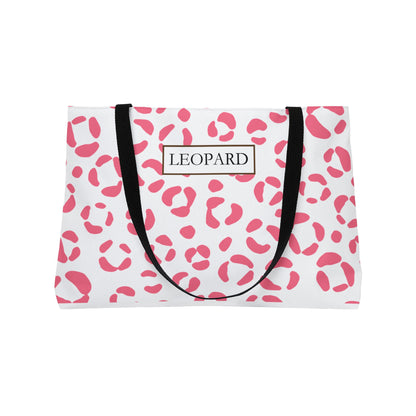 Pink Leopard Print Weekender Tote Bag — "LEOPARD" Pattern Travel Beach Bag