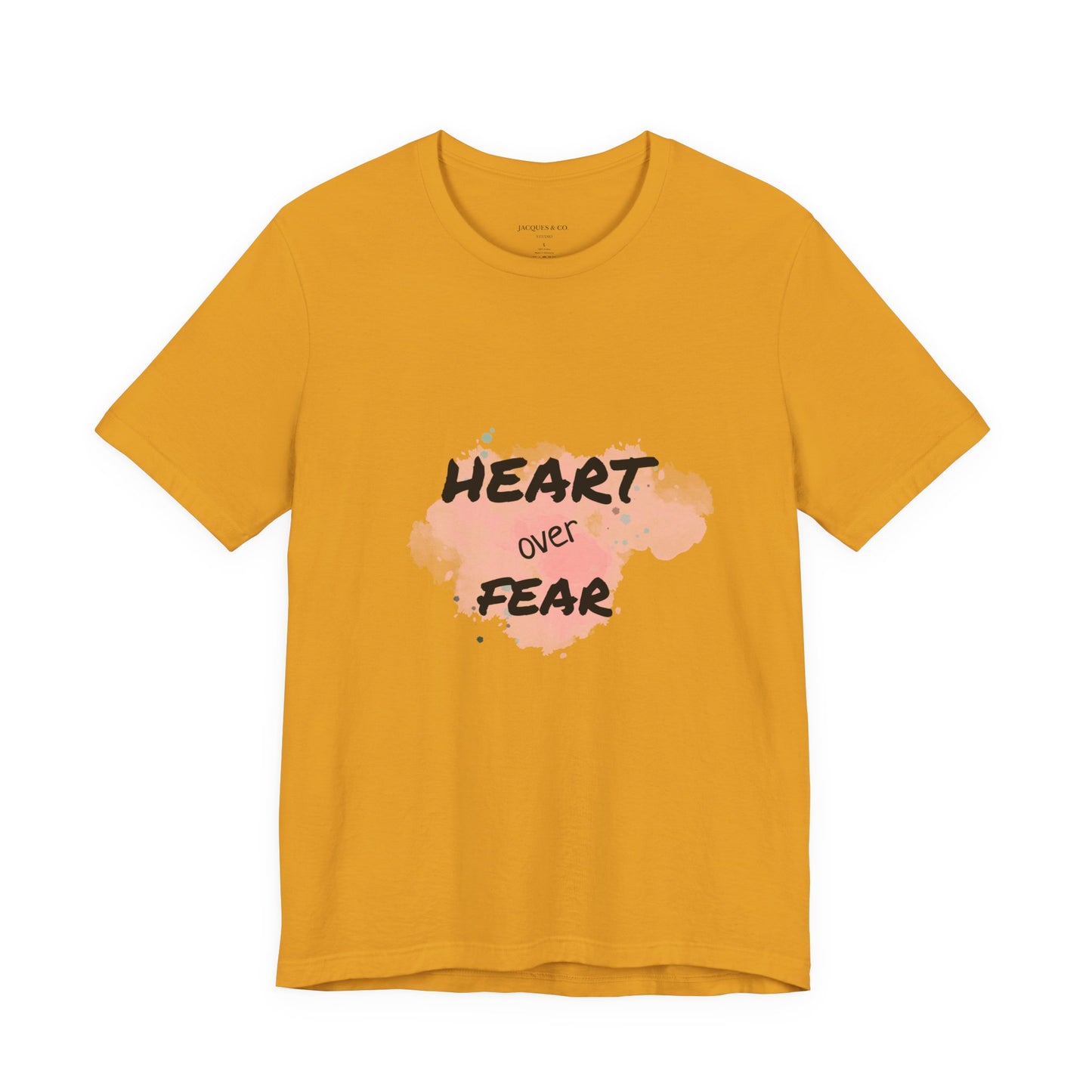 Heart Over Fear T‑Shirt — Inspirational Pink Watercolor Graphic Tee