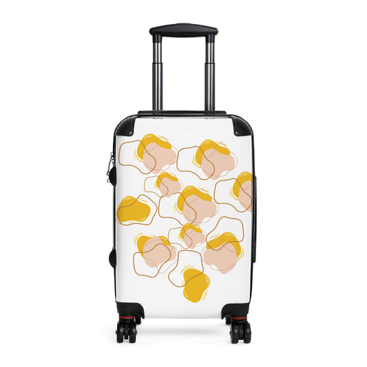 Abstract Yellow Floral Suitcase – Lightweight Carry-On Travel Luggage