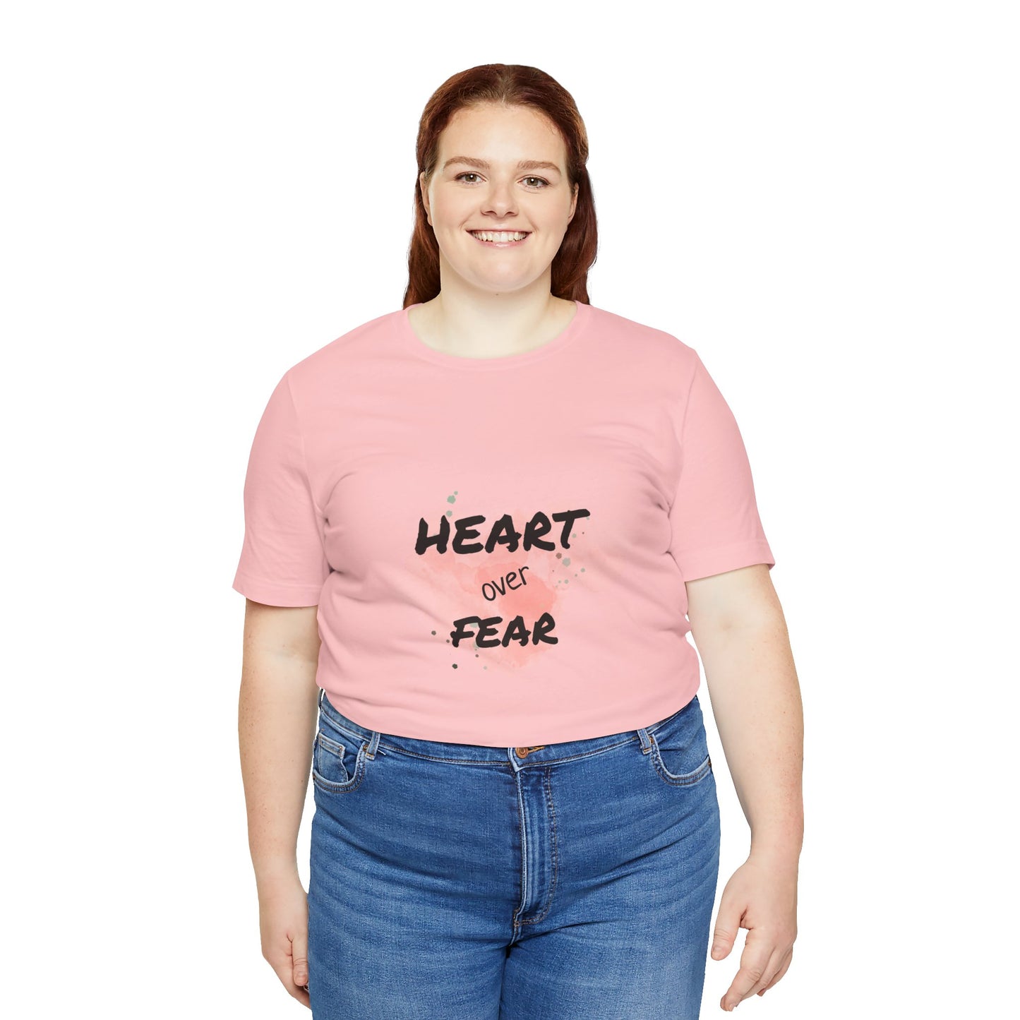 Heart Over Fear T‑Shirt — Inspirational Pink Watercolor Graphic Tee