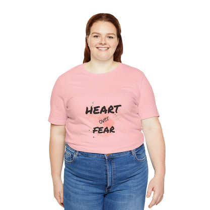 Heart Over Fear T‑Shirt — Inspirational Pink Watercolor Graphic Tee