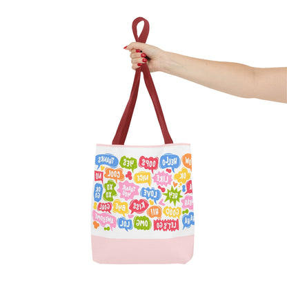 Speech Bubble Pattern Tote Bag — Colorful Cute Chat Word Art Tote