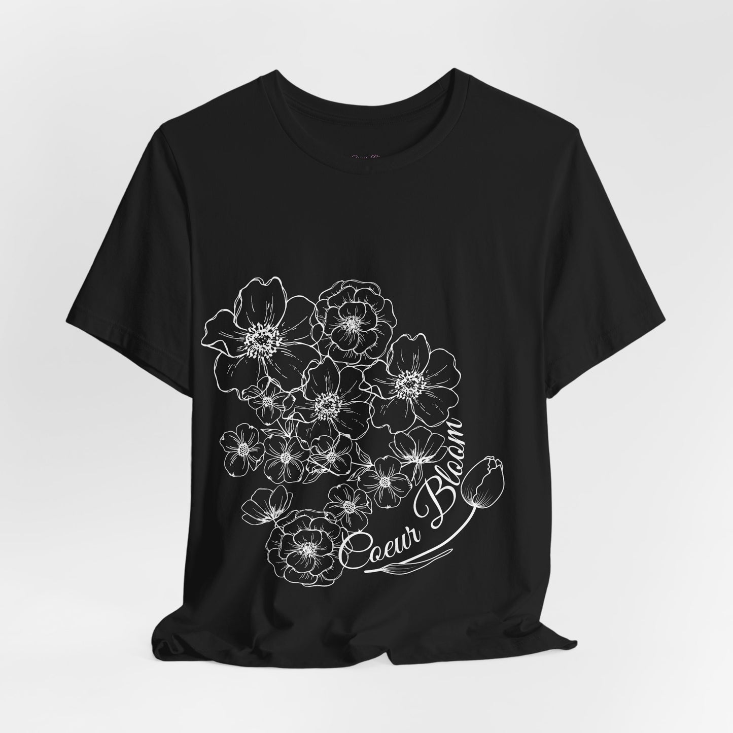 Floral "Coeur Bloom" Tee — Lavender Line Art Flower T-Shirt