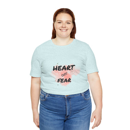 Heart Over Fear T‑Shirt — Inspirational Pink Watercolor Graphic Tee