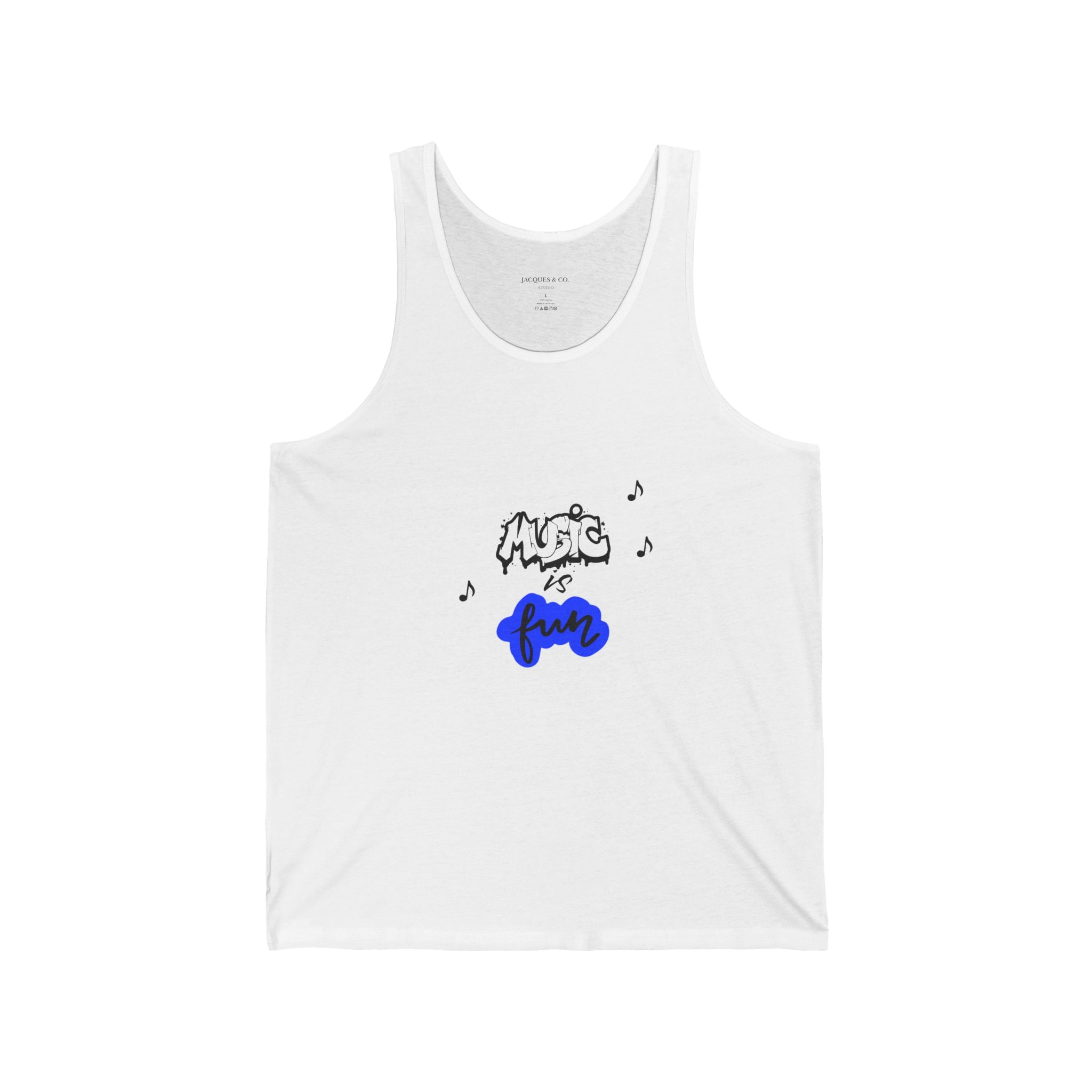 Music Is Fun Tank Top — Playful Music Note Graphic Summer Tank