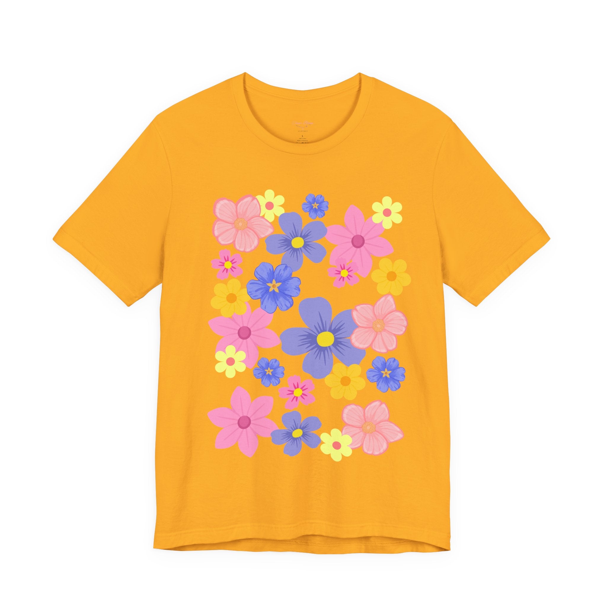 Floral Bouquet Graphic Tee — Pink & Purple Flower Pattern T-Shirt