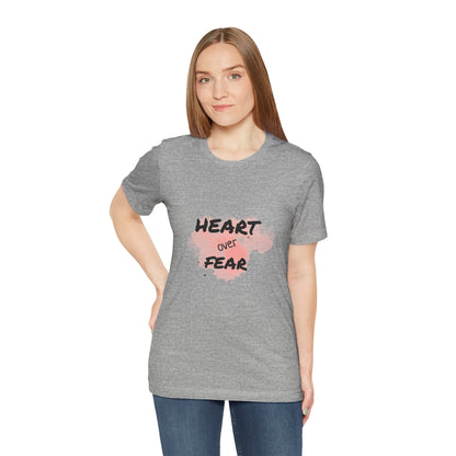 Heart Over Fear T‑Shirt — Inspirational Pink Watercolor Graphic Tee