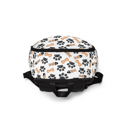 Dog Paw & Bone Pattern Backpack – Cute Pet Lover School Bag