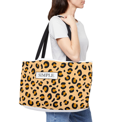 Leopard Print Weekender Tote Bag — "SIMPLE" Label Travel Beach Bag