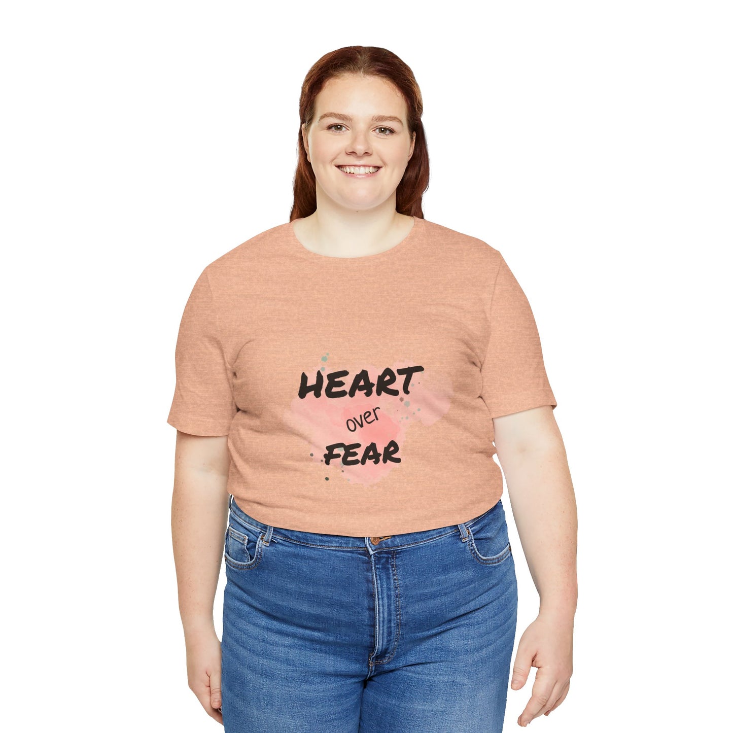 Heart Over Fear T‑Shirt — Inspirational Pink Watercolor Graphic Tee