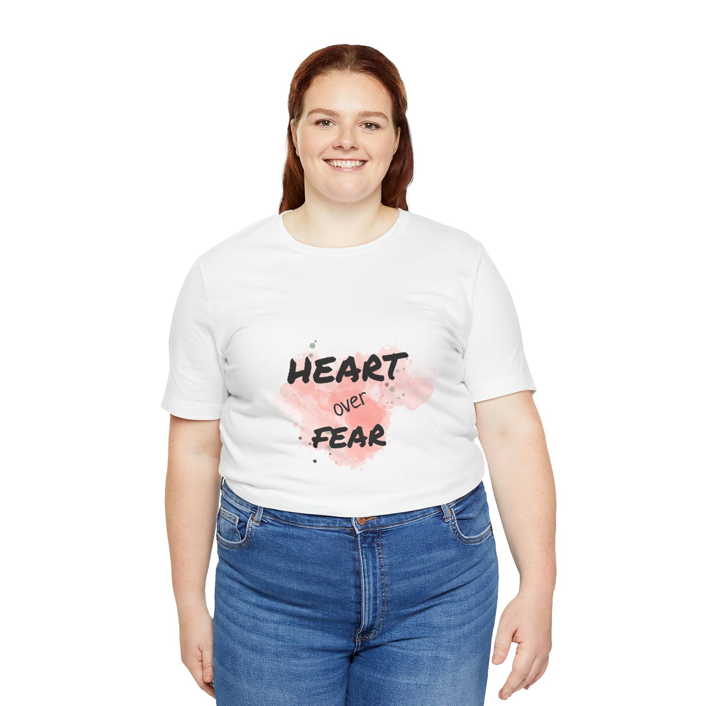 Heart Over Fear T‑Shirt — Inspirational Pink Watercolor Graphic Tee
