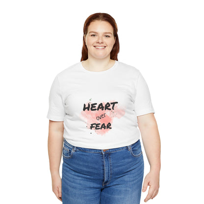 Heart Over Fear T‑Shirt — Inspirational Pink Watercolor Graphic Tee